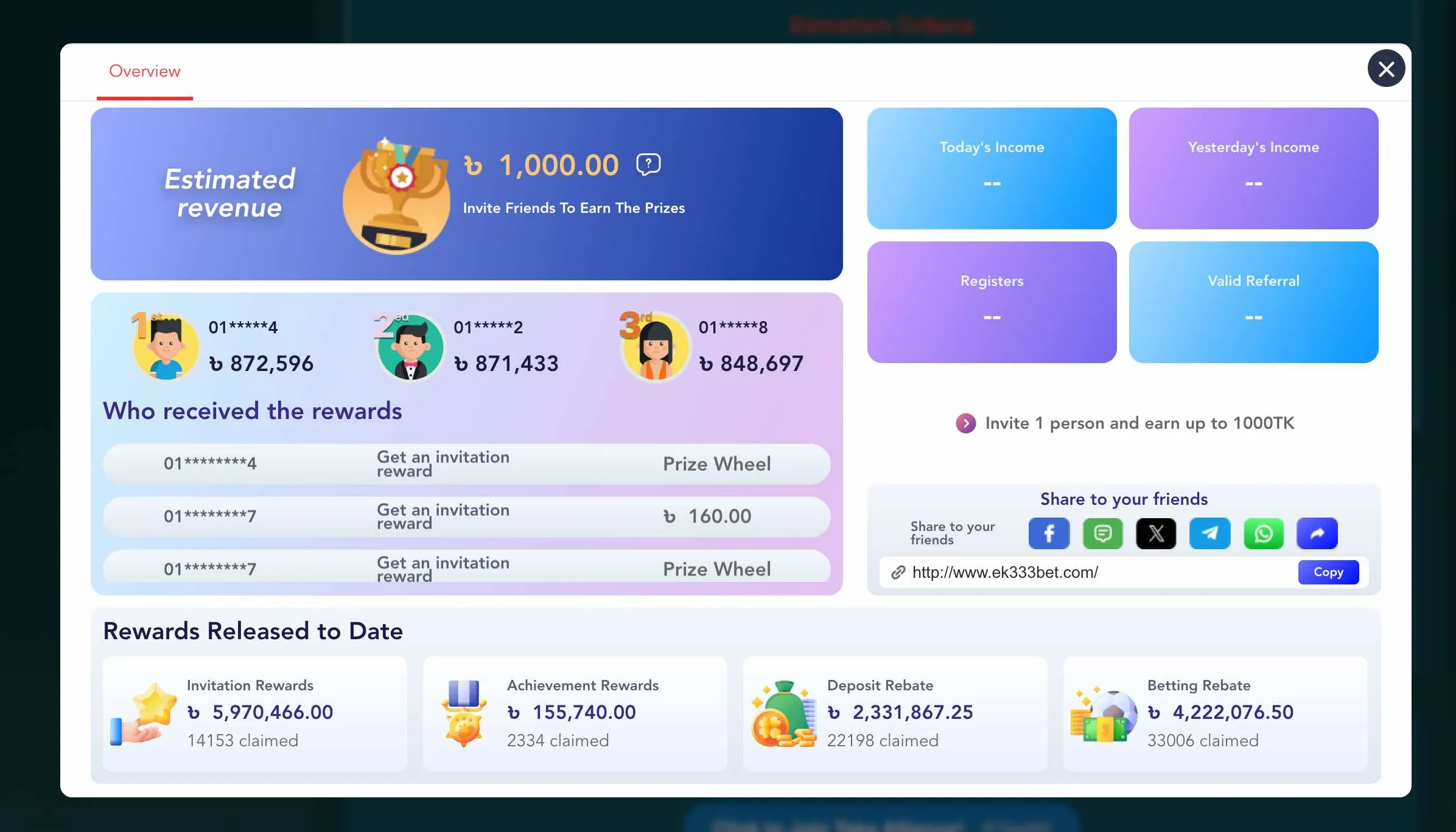 Reward center with tasks and vouchers